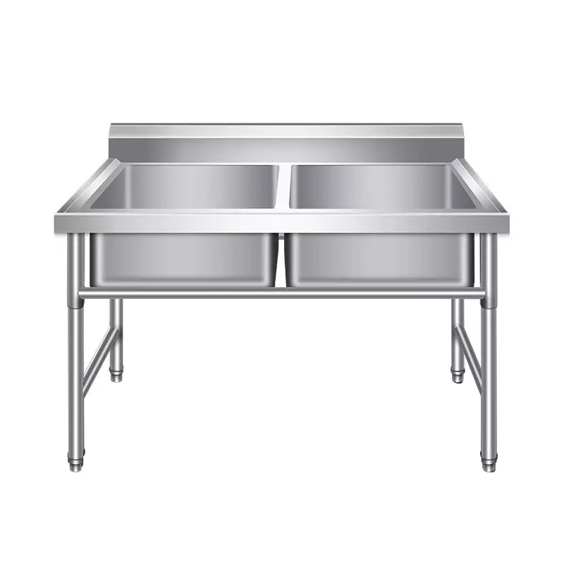 Commercial Kitchen Double Sink - Mesa de Trabajo de Acero Inoxidable