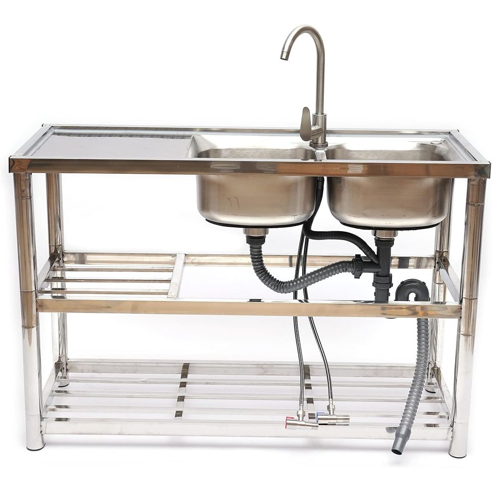 Fregadero Doble de Acero Inoxi - Commercial Kitchen Double Sink reseña y precio