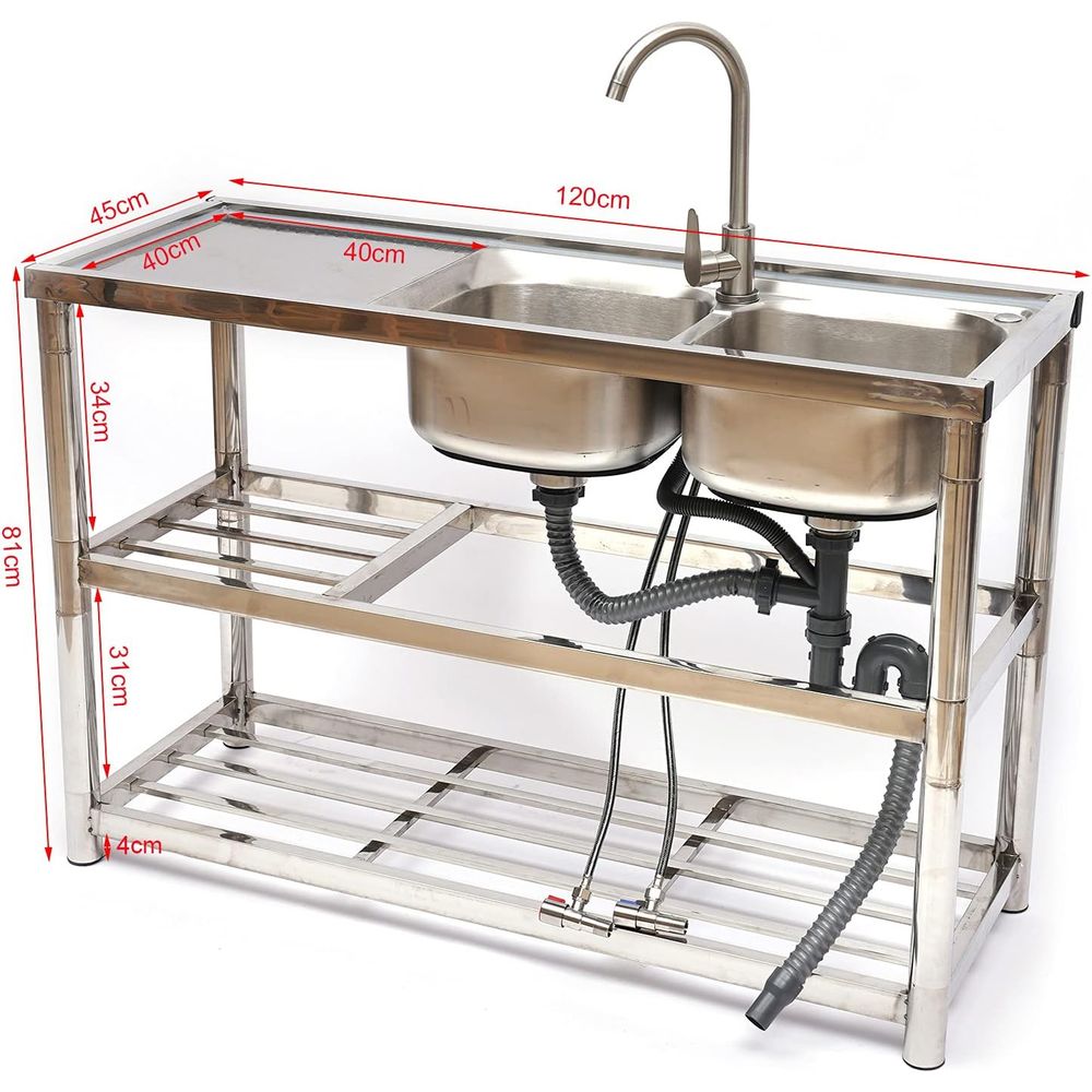 Fregadero Doble de Acero Inoxi - Commercial Kitchen Double Sink reseña y precio
