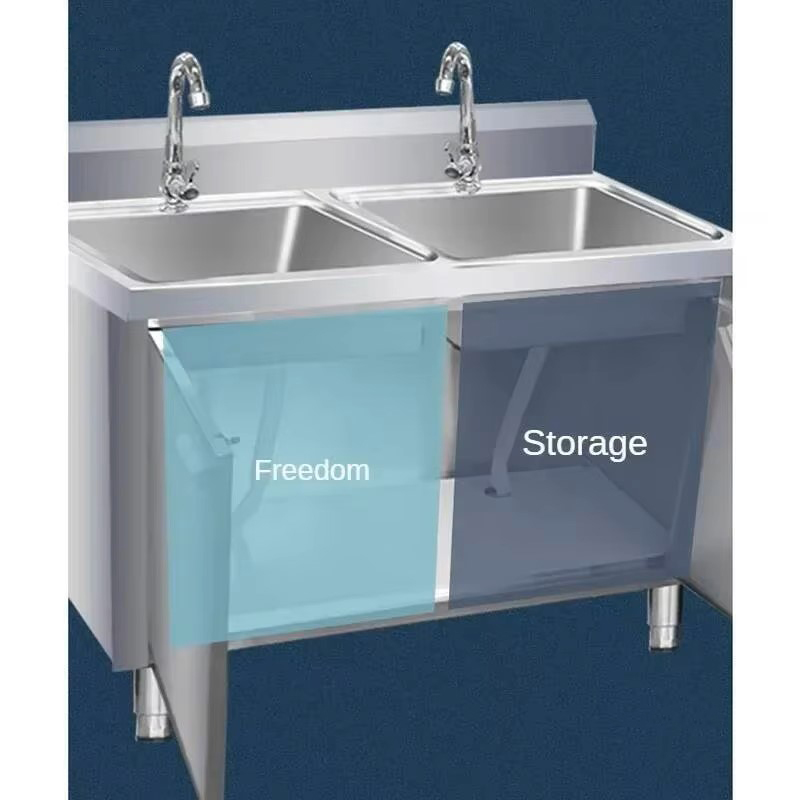 Fregaderos de cocina de metal  - Commercial Kitchen Double Sink reseña y precio